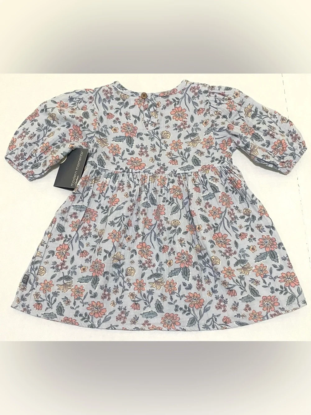 Modern Moments Girls 2T Blue Floral Cotton Smocked Dress Boho Cottagecore Comfy